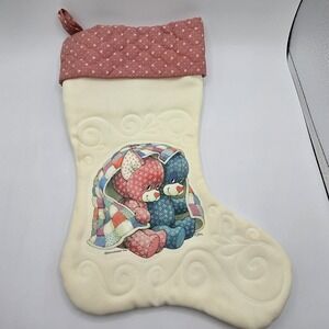 Vtg Christmas Stocking Calico Cat Dog Ruth Morehead